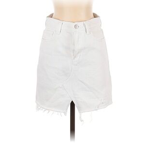 J Brand White Denim Mini Skirt with Raw Edges